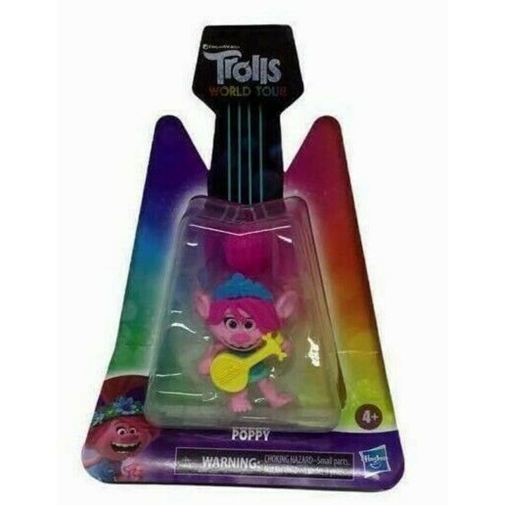 Trolls POPPY DreamWorks World Tour Action Fig Pink Hair Body Yellow Guitar NIP